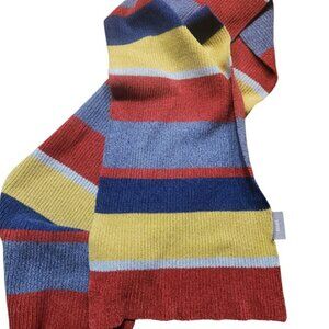 Max 100% Corduroy Striped Scarf and Beanie Hat Set Red Blue Yellow Multi